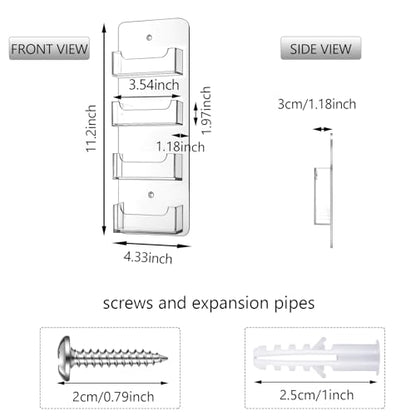 Hillban Acrylic Business Card Holder Wall Mount Office, 4 Pockets - size: 4 Pockets