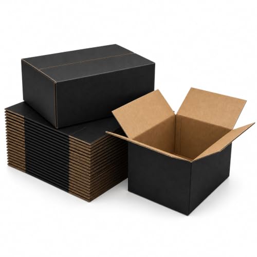 10x6x4 Black Shipping Boxes, Pack of 35 - size: 10"x6"x4"