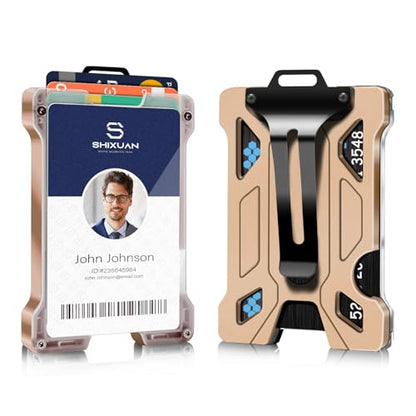 ID Badge Holder with Retractable Clip, Credit Card Holder, Keychain Wallet, Name Badge Holders, Business Card Holder, and Money Clip for Men and Women (Khaki) - color: Khaki