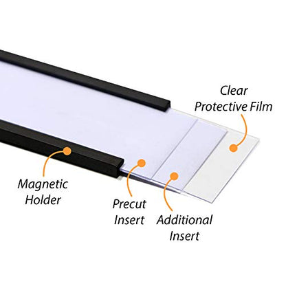 SmartSign Magnetic 'C' Channel Card Holders for Metal Racks and Shelves | 1" x 2" Pack of 25 - size: 1" x 2"