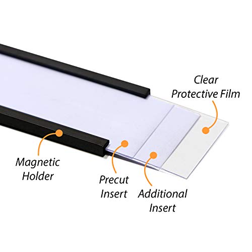 SmartSign Magnetic 'C' Channel Label Holders for Metal Racks and Shelves | 1" x 6" Pack of 25 - size: 1" x 6"