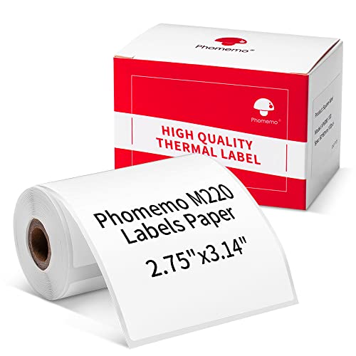 Phomemo Multi-Purpose Square Self-Adhesive Label for Phomemo M220/M250/M260/M221/M200/M421 Label Printer 2.75" x 3.14"(70x80mm), 100 Pcs/Roll Black on White - size: 2.75 x 3.14 inch