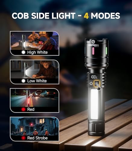 Esgreen Bright LED Rechargeable Flashlight High Lumen 20000 6 Inch - 2 Pack - size: 2 Pack - Small