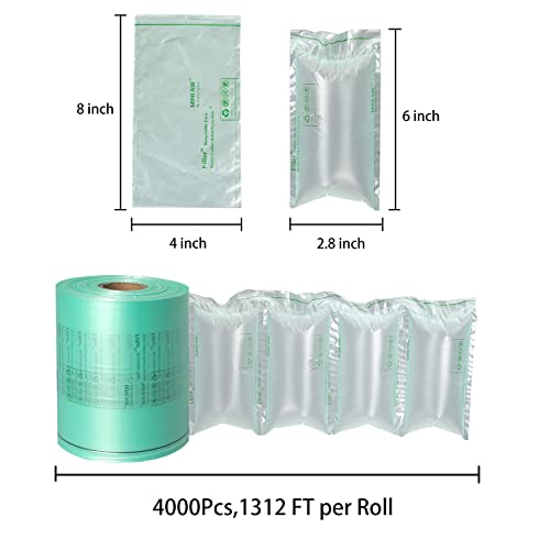 MINI AIR EA2/EA2S Air Pillows for Shipping, Packaging Air Bags, 8"X4" 4000Pcs 1312 FT Per Roll, Inflatable Supplies Box Filler, Air Cushion Film, 1 Roll - size: 1 roll