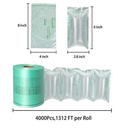 MINI AIR EA2/EA2S Air Pillows for Shipping, Packaging Air Bags, 8"X4" 4000Pcs 1312 FT Per Roll, Inflatable Supplies Box Filler, Air Cushion Film, 1 Roll - size: 1 roll