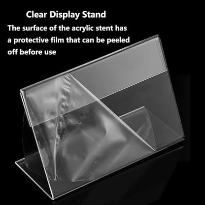 Small Acrylic Sign Holder, 2.36" X 1.57" (6*4CM) Small Name Card Price Tag Label Holder, Business Card Holder Slant Back Sign Holders, L-Shape Plastic Clear Card Display Stand, Plastic Name Card Price Card (100PCS 2.36" X 1.57" (6*4CM))) - size: 100PCS 2.