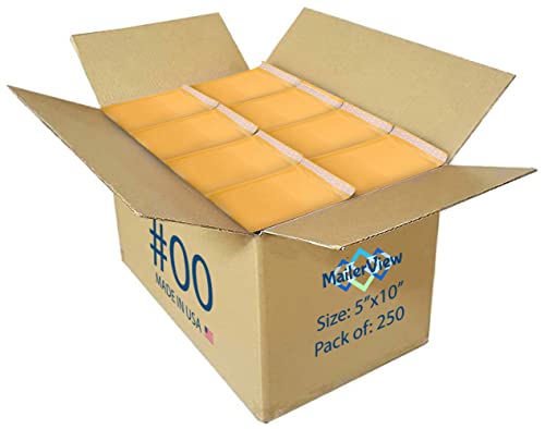 Kraft Bubble Mailers 5x10, Self Seal Padded Envelopes #00, 250 Pack Bulk - size: 5x10 / 250 Pack