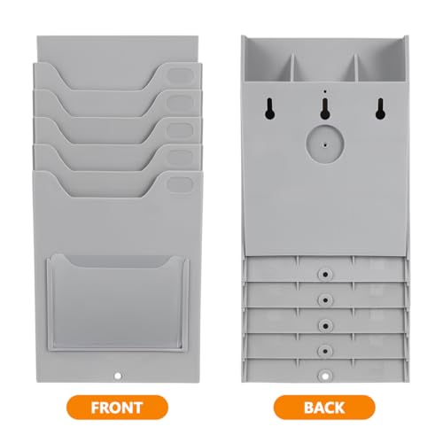 Kisangel Time Card Rack Wall Mount 5 Pocket Cards Organizer for Factory Material Cards Office Warehouse Employee Entrance 11.61 X 5.51 X 1.85 in