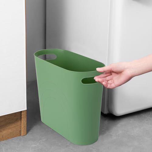 rejomiik Small Bathroom Trash Can, 3.5 Gallon Slim Garbage Can, Green - color: Green, size: 1 pack