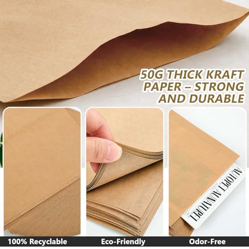 100 Pack 16 x 19 Inch Brown Flat Paper Bags, 50 Gsm Gift Bags - color: 50 Gsm Kraft, size: 16x19 Inch