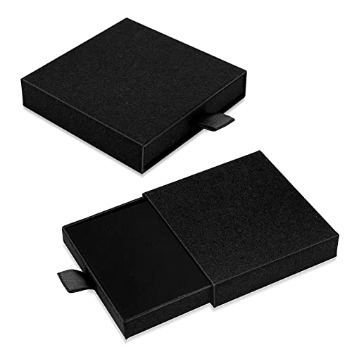 Yolev 2 Pack Jewelry Gift Boxes Cardboard Jewelry Boxes, 2.9x3.1x0.7Inch Small Gift Boxes for Bracelets Earrings Necklaces Jewelry Gift (Black) - color: Black