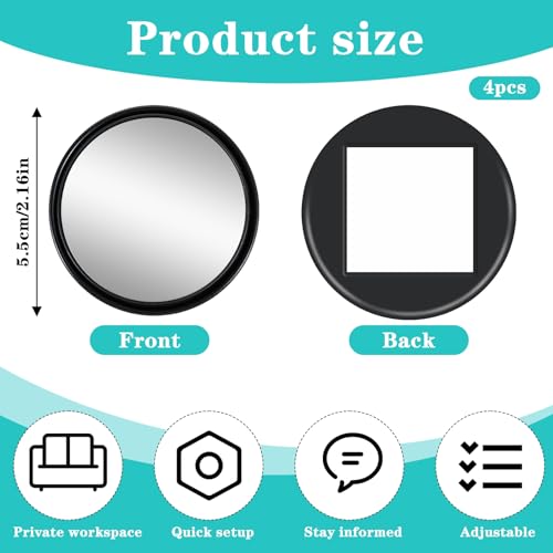 4PCS Office Cubicle Mirrors, 2.3" Adjustable See Behind You Mirror