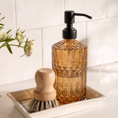 JASAI 18Oz Amber Glass Soap Dispenser with Black Pump for Bathroom. - color: Amber-black Pump, size: 1Pack