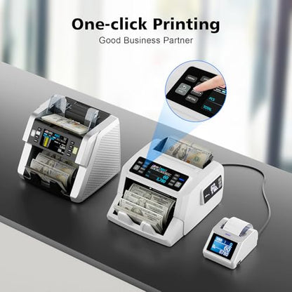 N71 Money Counter Machine Mixed Denomination with P32 Thermal Printer, Efficient Business Combination