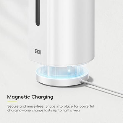 EKO Aroma Pro 13.5 fl oz Touchless Automatic Liquid Soap Dispenser, Rechargeable Electric Hand & Dish Soap Dispenser for Bathroom and Kitchen, IPX7 Waterproof, Adjustable Volume Control (White) - color: White, size: 13.5 oz