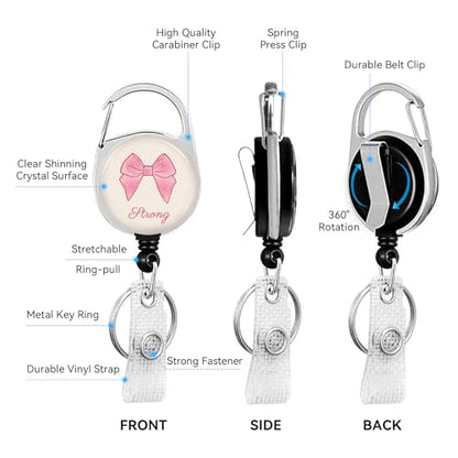 2 Pack Bow ID Badge Holder with Clip Badge Reels - color: 2 Pack-bow