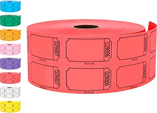 Tacticai 1000 Blank Raffle Tickets, 50/50 Double Roll, Red - color: B - Double Roll - 1,000 Tickets - Blank - Red