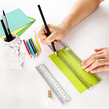 5 PCS 12" Clear Acrylic Ruler Zero-Centering Ruler with Inches & Metric Measuring Tool 12 Inch Straight Edge Rulers for Crafting Drafting Scrapbooking Card-Making Student School Office Home Tool - color: 5 PCS 12" Clear Acrylic Ruler