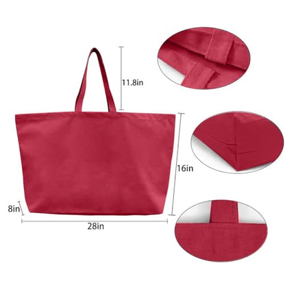 Large Canvas Tote Bag Reusable Extra Big Grocery Bags - color: Red