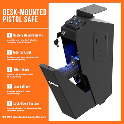 RPNB Gun Safe for Handgun,Wall Mounted Pistol Safe,Small Firearm Safes - color: RP311E