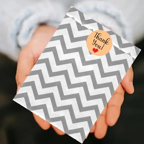 Novel Box 100 Pack Silver Chevron Print Flat Merchandise Bags 6x9 in - color: Silver, size: 6" x 9" Inches