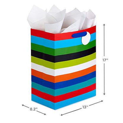 Hallmark 17" Extra Large Gift Bag with Tissue Paper (Rainbow Stripes)