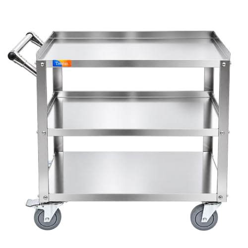 Treshin 3 Tier Stainless Steel Utility Cart, 19" W x 31.1" L x 33.58" H - size: 19" W x 31.1" L x 33.58" H