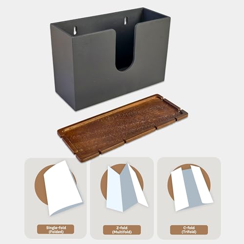 eBun Bamboo Paper Towel Dispenser with Removable Wooden Lid Tray, Black - color: -Black