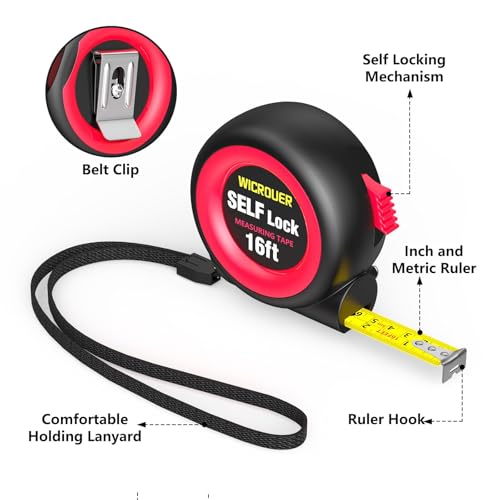 Tape Measure 16FT, Self-Locking, Imperial Metric Scale, High Precision - color: 16FT