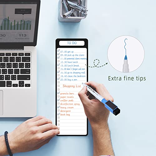 Magnetic Dry Erase List Board - 4"x12" Multifunctional List Board for Fridge - 6 Extra Fine Point Markers Included - Shipped Flat - style: 4-List