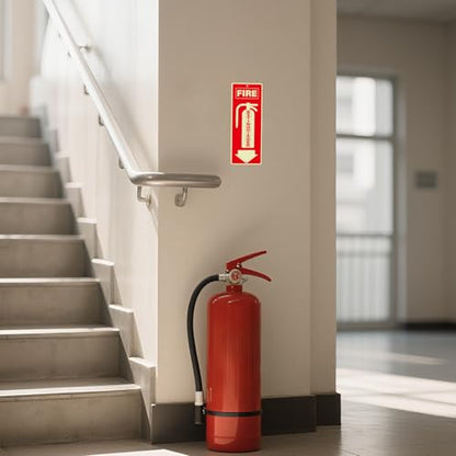 3 Pack Fire Extinguisher Sign 4 × 10 Inch Glow-in-the-Dark Aluminum - style: 3 Pack