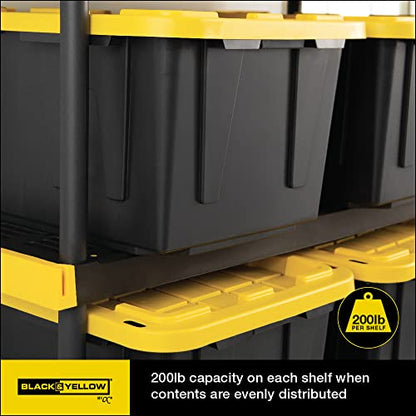 CX Heavy Duty 4-Tier Garage Storage Shelves + 4-pack 27-Gallon Bins & Lids - style: Shelf + 27 Gallon Container (4-Pack)