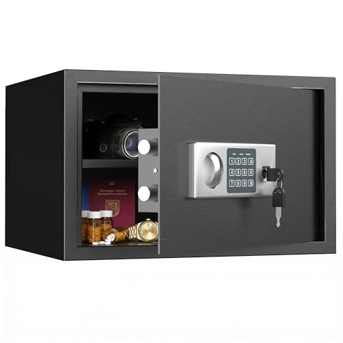 Locksworth Safe 1.2 Cubic Feet Safe Box with Electronic Keypad & Keys, Digital Security Lock Box for Home and Business Use, Money, Valuables, Guns, Jewelry and Documents, 16.9"W x 14.6"D x 10.6"H - size: 1.2 Cubic Feet