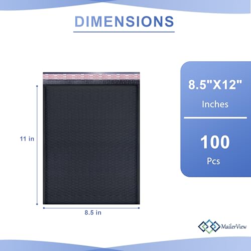 Black Bubble Mailers 8.5x12, Self Seal Poly Padded Envelopes #2, 100 Pack - color: Black, size: 8.5"x12" / 100 Pack