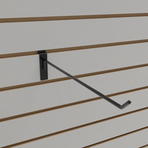 Econoco Slatwall Deluxe Hooks, 96 Pack, Black, 12in - color: Black, size: 12" Length