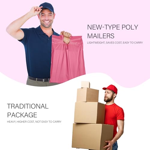 Poly Mailers 10x13 Inch, 25 Pack, Pink Self-Seal Handle Bags - color: HandlePink, size: 10x13 Inch 25 Pcs