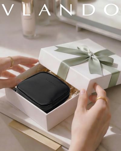 VLANDO 2-Layer Travel Jewelry Organizer for Necklaces,Rings,Earrings - color: Black