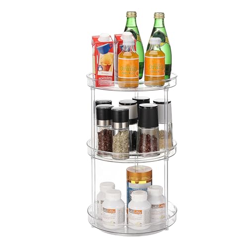 URALFA 3 Tier Lazy Susan Organizer, 9 Inch Clear Rotating Makeup Organizer - size: 9 Inch / 3 Tier / 1 Pack