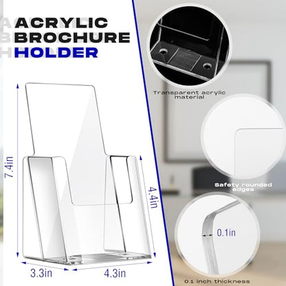 Yookeer 10 Pack Acrylic Brochure Holder 4 Inch Wide Trifold Clear Stand