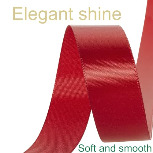 1 Inch Red Ribbon 50Yards – Perfect for Gift Wrapping - color: Red, size: 1"