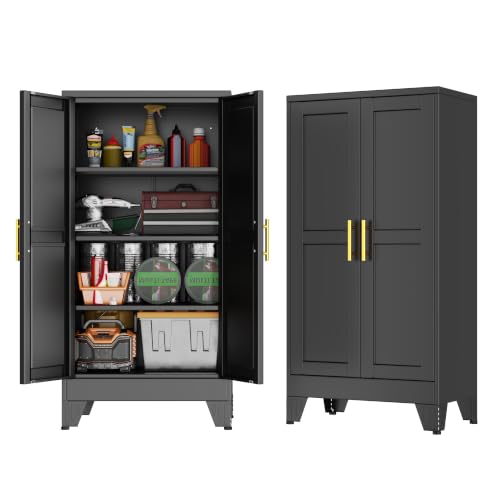 GAIOUS 47.2'' Tall Metal Garage Storage Cabinet,File Cabinet with Door and Adjustable Shelves, Outdoor Steel Tool Cabinet for Home,Office,Warehouse,Garage,Balck - color: Balck, size: 11.81"D x 23.62"W x 47.25"H