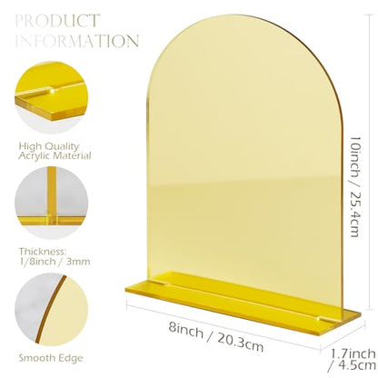 8x10 Inch Blank Gold Arch Acrylic Sign with Stand 1/8 inch Thick - color: Gold Mirror, size: 8x10 Inch (5pcs)