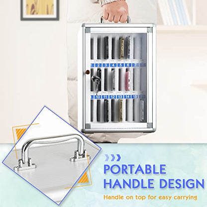 24 Slots Aluminum Alloy Cell Phone Locker, Phone Holder for Classroom - size: 24 Slots Transparent