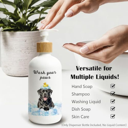 Black Labrador Retriever Dog Glass Soap Dispenser with Pump - color: Labrador