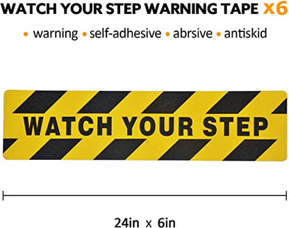 ONTWIE 6 Pack Watch Your Step Sticker, 6in x 24in Watch Your Step Sign - size: 6" x 24" / 6 pieces