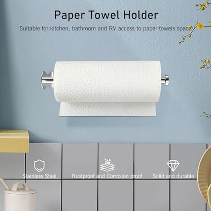 SetSail Paper Towel Holder, Paper Towel Holder Under Cabinet with Adjustable Damper Easy Tear Wall Mount Self-Adhesive or Drilled for Kitchen Bathroom, Silver - color: Silver