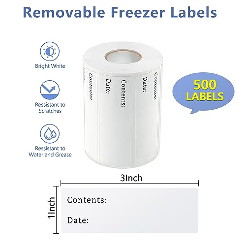 500pcs Removable Freezer Labels, Yoget 1 x 3 Inch Food Storage Stickers, Refrigerator Freezer Paper Label Easy Clean Leaves No Residue (1''x3'' 500Labels) - style: 1''x3'' 500Labels