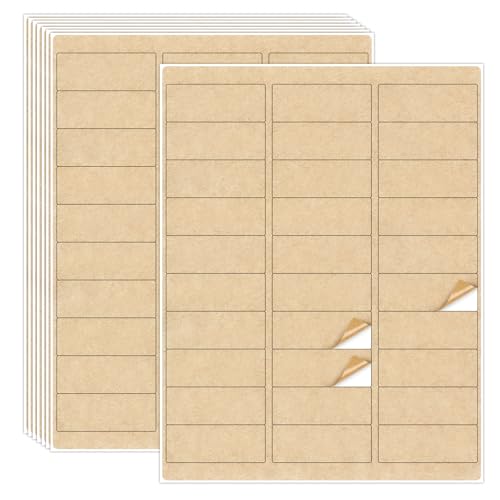 NATURALABEL Kraft Labels for Laser & Inkjet Printers, 1"x2-5/8", 30 Sheets