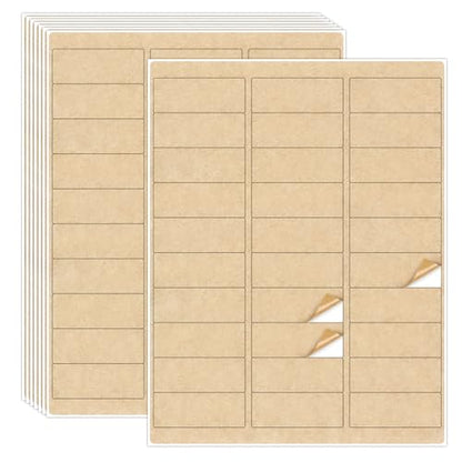 NATURALABEL Kraft Labels for Laser & Inkjet Printers, 1"x2-5/8", 30 Sheets