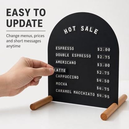 Tabletop Menu Display Stand with Magnetic Letters and Writable Board - size: A5 Horizontal (11 × 6.7 in)